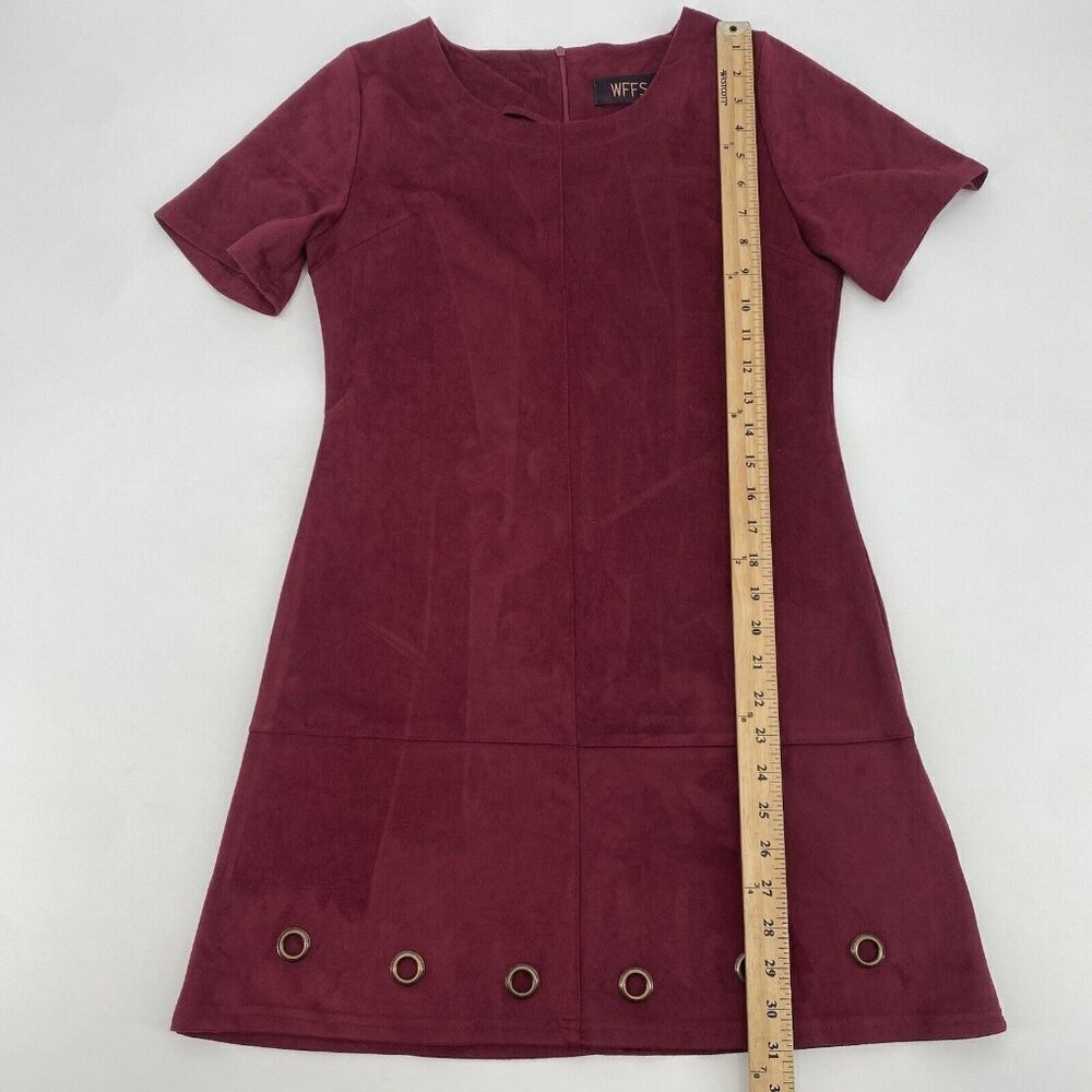 WFFS Women's Size M Faux Suede Maroon Dress Shift - Picture 5 of 8